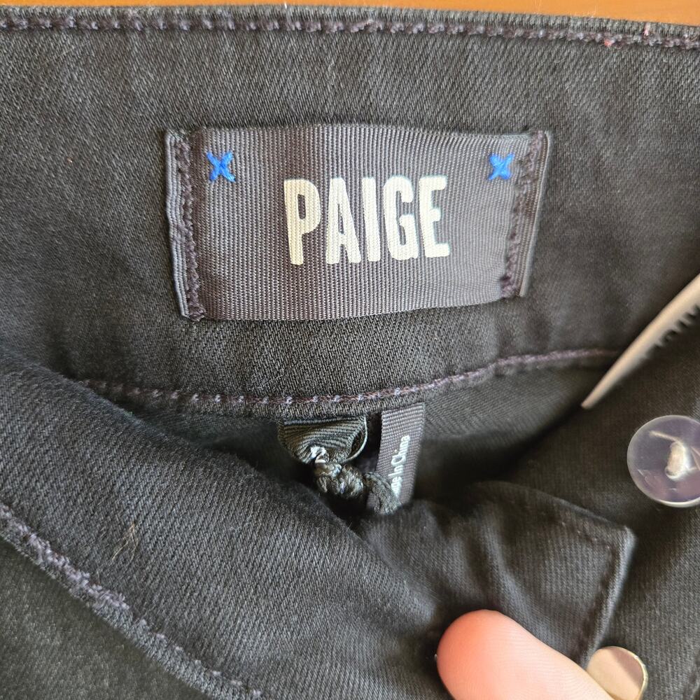 Anthropologie x Paige Nellie Coated Jean NWOT 2 Black High Rise Cropped Wide Leg - Picture 3 of 6